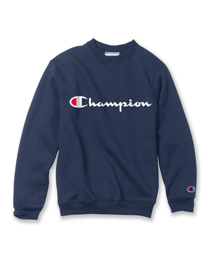 Champion Sweatshirt Jongens - Donkerblauw - Double Dry Script Logo ( 234607-JFL )